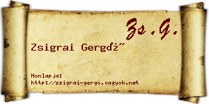 Zsigrai Gergő névjegykártya